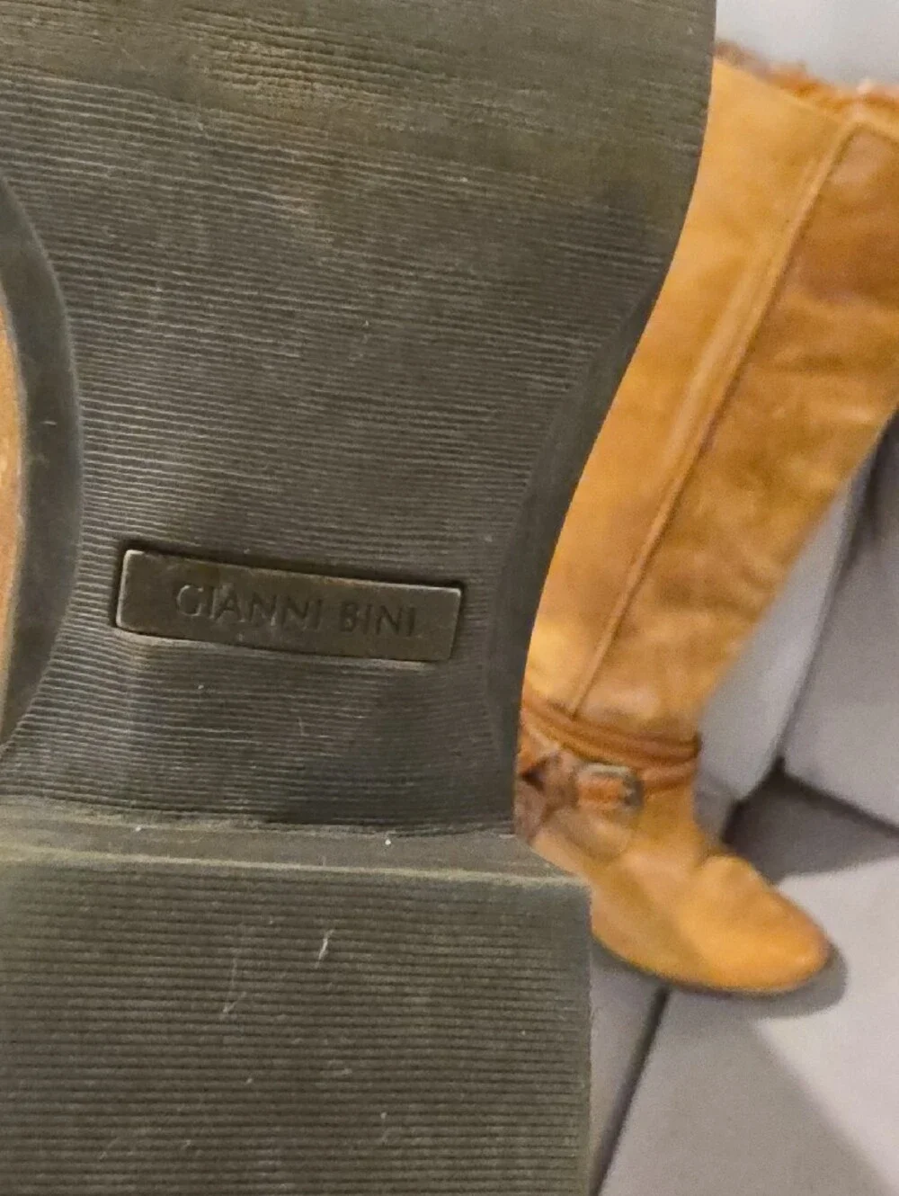 Gianni Bini Tan Brown Leather Boots